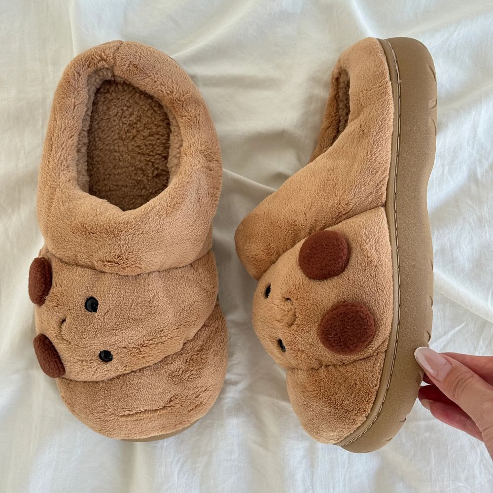 Croissant Fuzzy Scuff Slippers