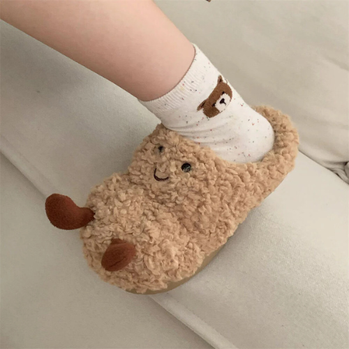 Peanut Fuzzy Scuff Slippers