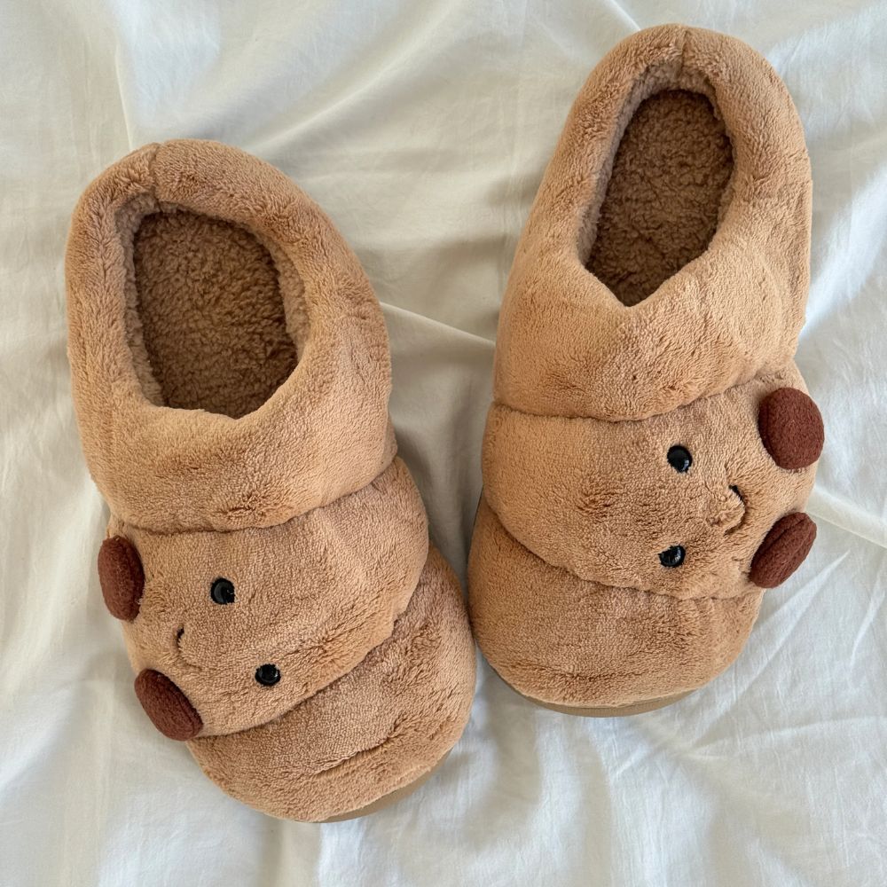 Croissant Fuzzy Scuff Slippers