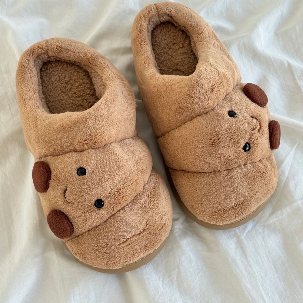 Croissant Fuzzy Scuff Slippers