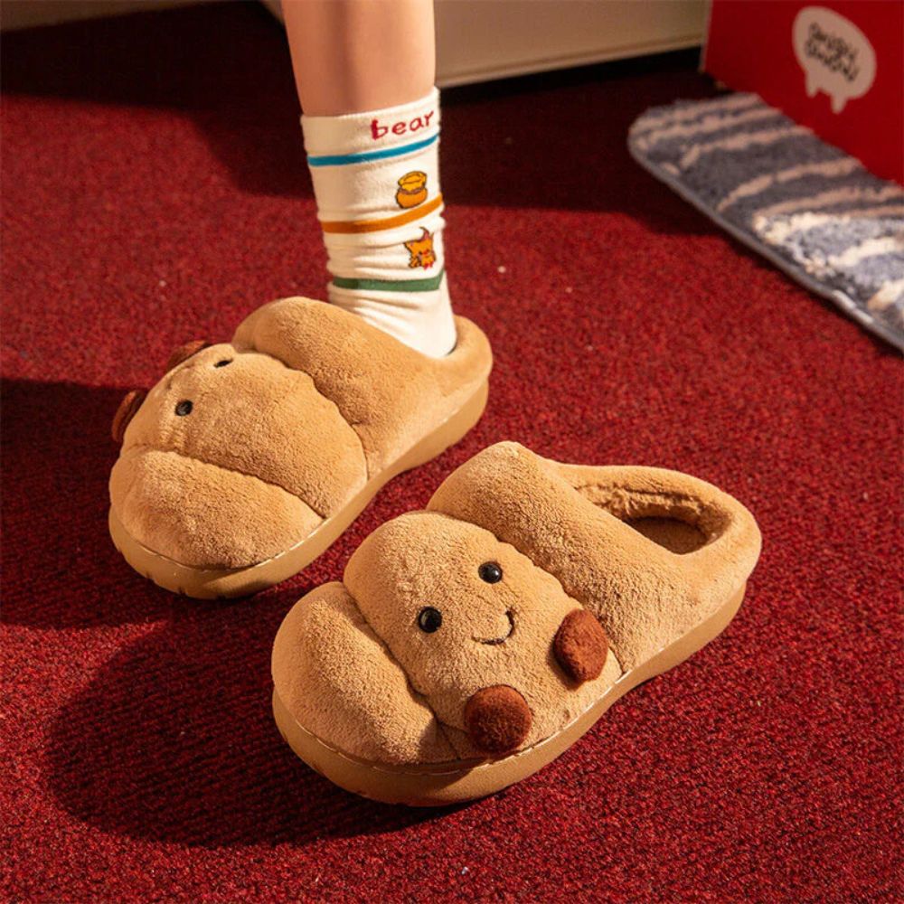 Croissant Fuzzy Scuff Slippers
