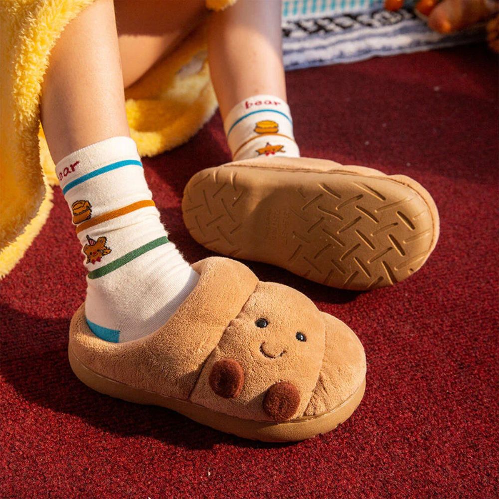 Croissant Fuzzy Scuff Slippers