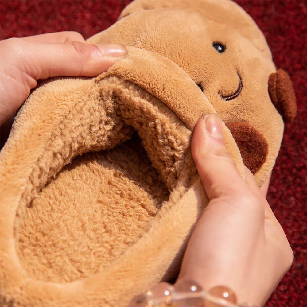 Croissant Fuzzy Scuff Slippers