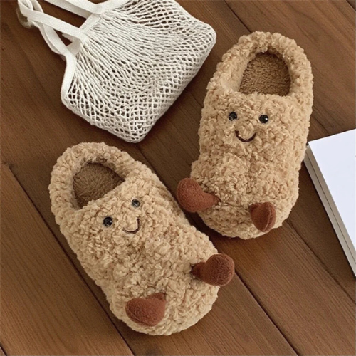 Peanut Fuzzy Scuff Slippers