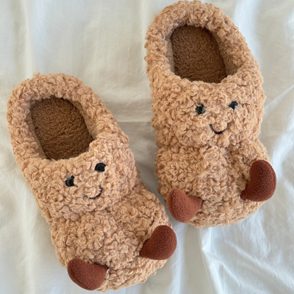 Peanut Fuzzy Scuff Slippers